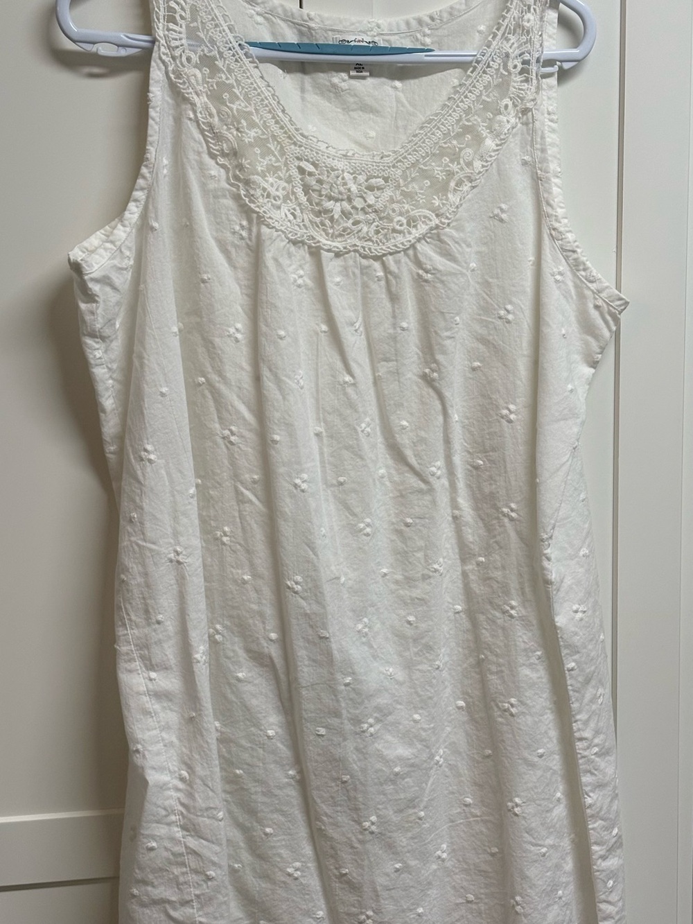 Women’s White Lace Yoke Sleeveless shorty nightgown XL